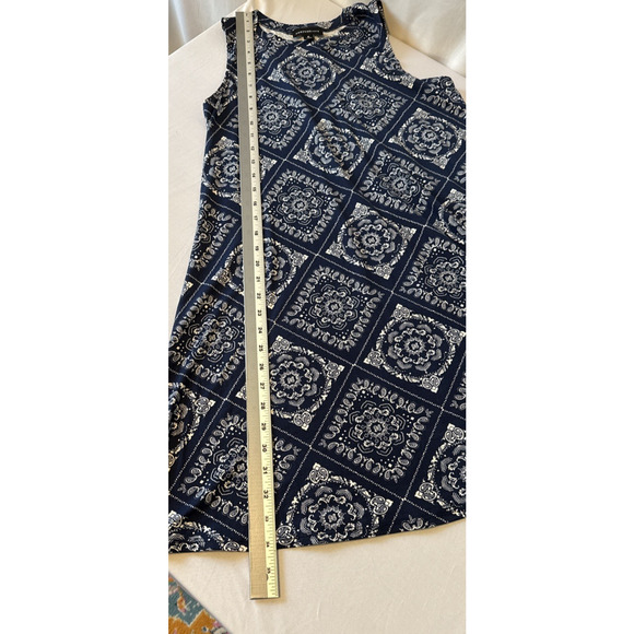 Fortune Ivy Women’s M Boho Soft A Line Blue Sleeveless Dress Bandana Floral - Picture 8 of 9